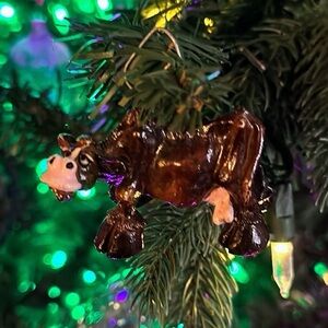 Miniature Brown Cow Christmas Ornament Farmhouse Tree Decor